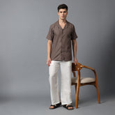 Men’s Brown Camp Collar Short Sleeve Shirt